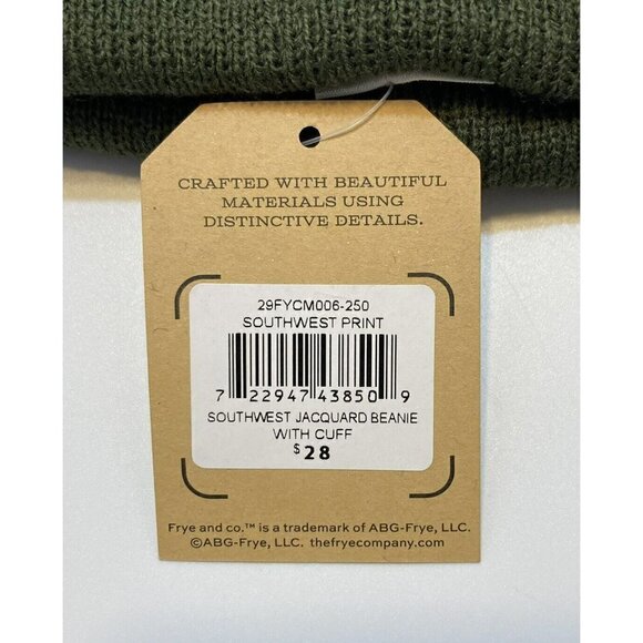 Frye & Co NWT Southwest Jacquard Beanie w/ Cuff Evergreen Rust Tan Hat-OSFM - Picture 6 of 9